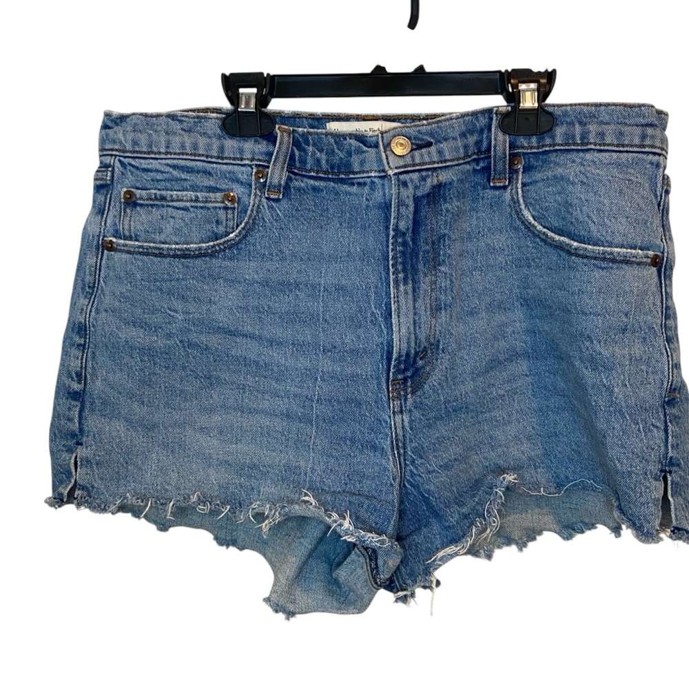 Abercrombie & Fitch Distressed Light Blue Denim Jean Shorts